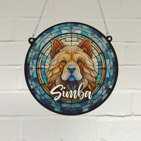 Chow Chow Personalised Stained Glass Effect Suncatcher